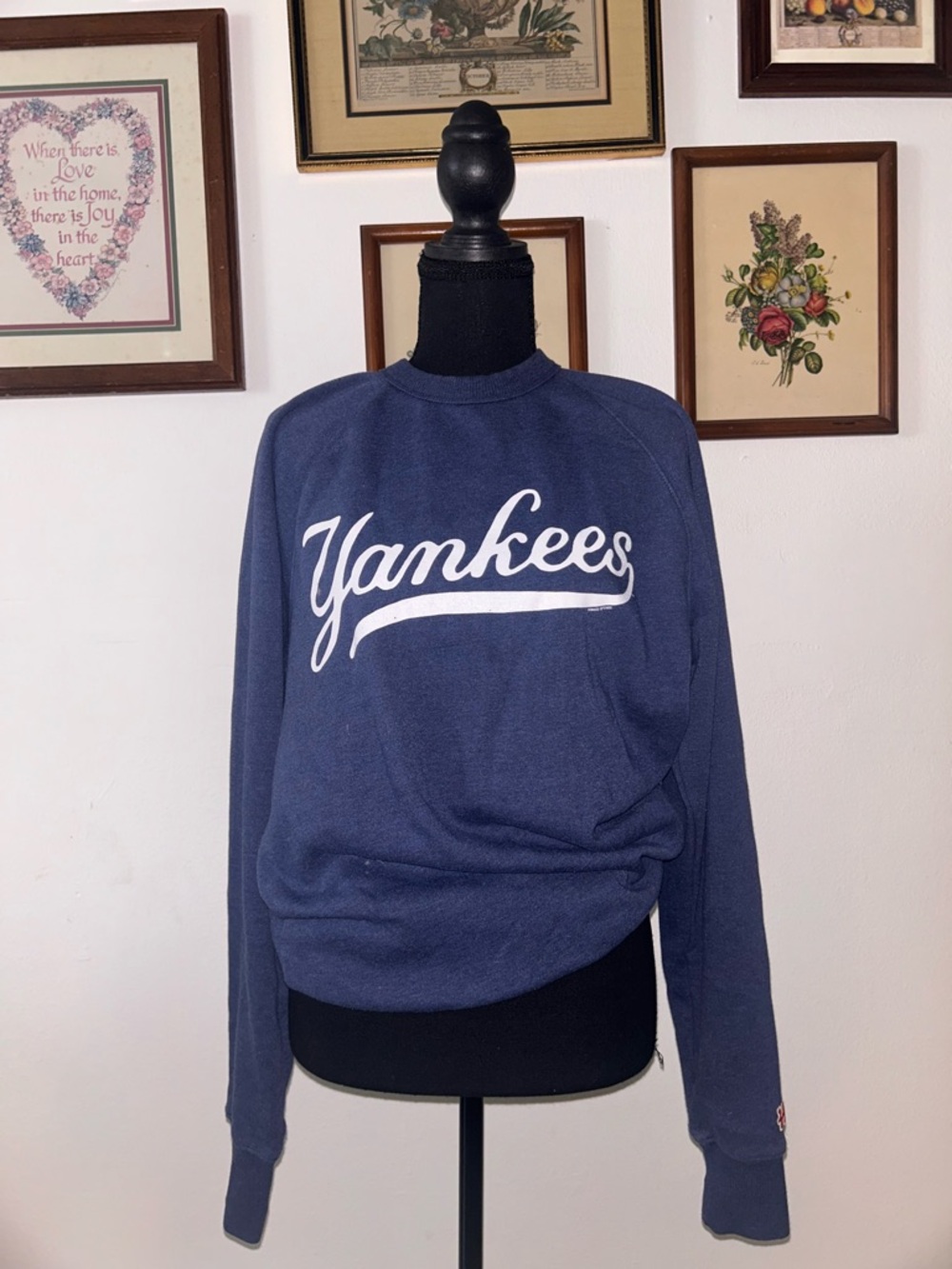 HOMAGE Blue Pullover Sweatshirt with Red Logo Tag